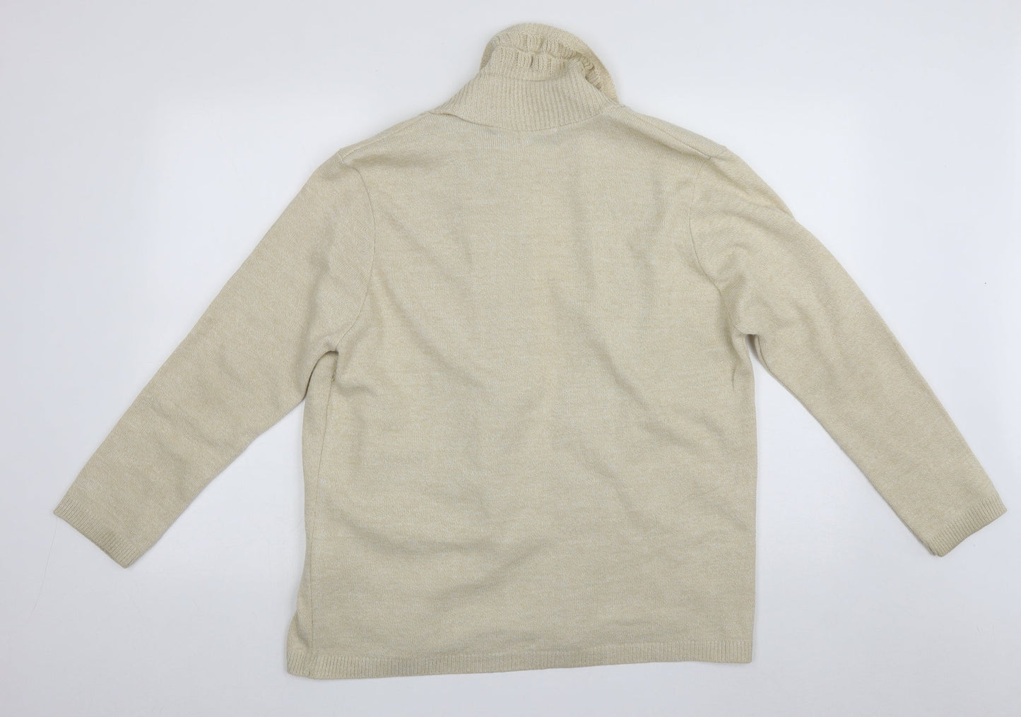 ME Womens Beige V-Neck  Acrylic Cardigan Jumper Size L