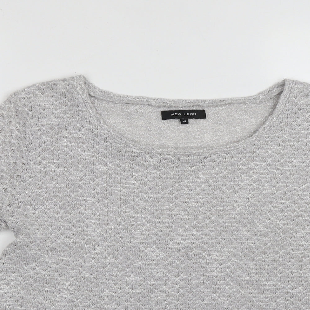 New Look Womens Grey Scoop Neck  Polyester Pullover Jumper Size 14
