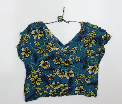 Preloved Matalan Womens Multicoloured Floral Viscose Basic Tank Size 14 V-Neck - Back