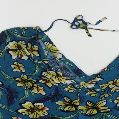 Preloved Matalan Womens Multicoloured Floral Viscose Basic Tank Size 14 V-Neck - Detail