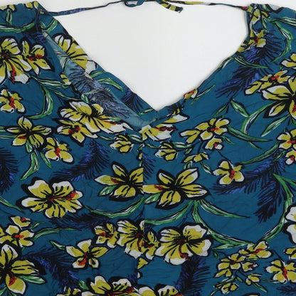 Preloved Matalan Womens Multicoloured Floral Viscose Basic Tank Size 14 V-Neck - Label