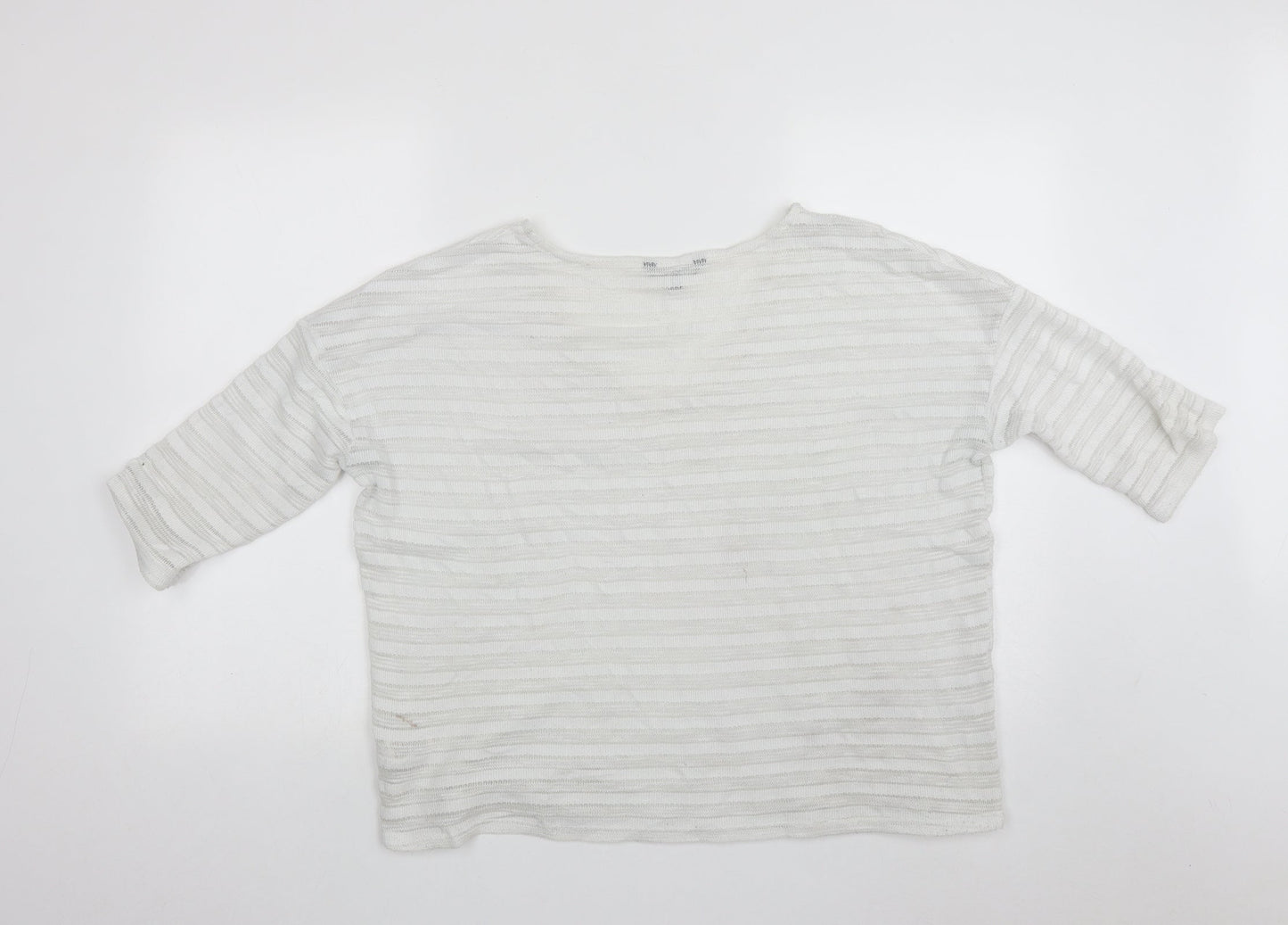 NEXT Womens White  Polyester Basic T-Shirt Size 14 V-Neck
