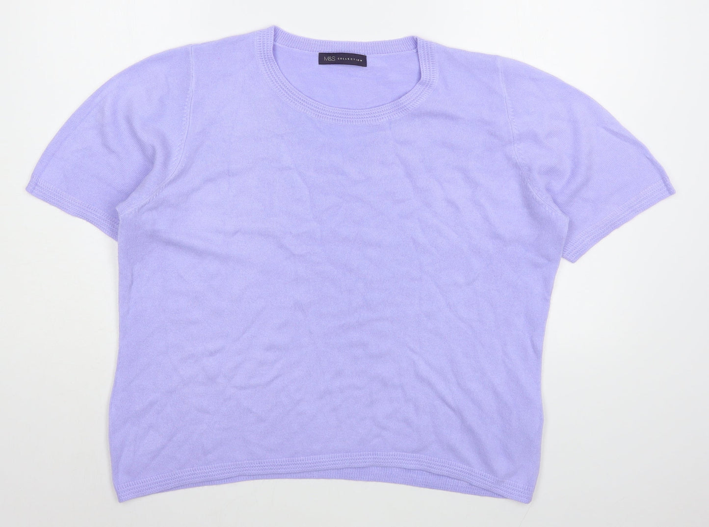 Marks and Spencer Womens Purple Boat Neck  Acrylic Pullover Jumper Size 16