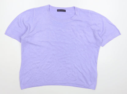 Marks & Spencer Womens Purple Boat Neck  Acrylic Pullover Jumper Size 16