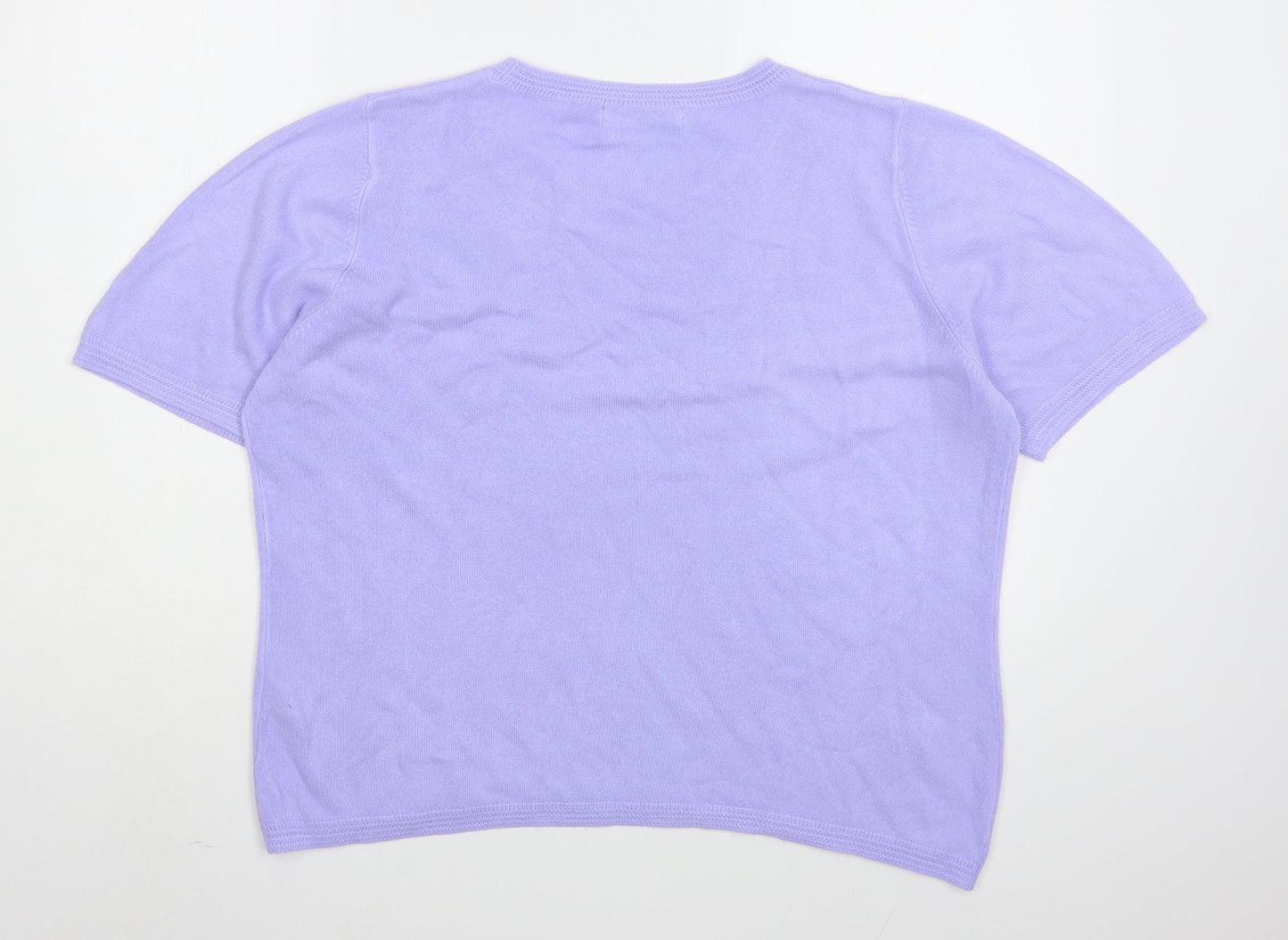 Marks and Spencer Womens Purple Boat Neck  Acrylic Pullover Jumper Size 16