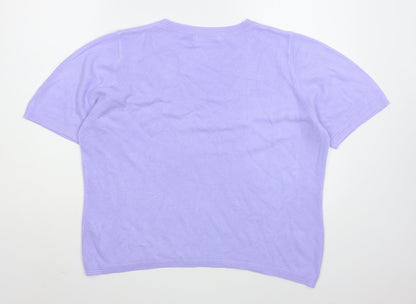 Marks & Spencer Womens Purple Boat Neck  Acrylic Pullover Jumper Size 16