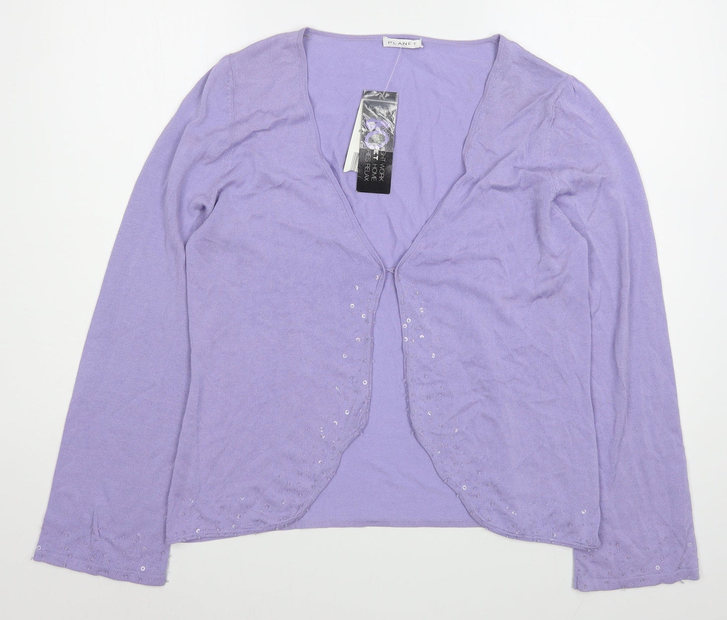 Planet Womens Purple V-Neck  Viscose Cardigan Jumper Size M