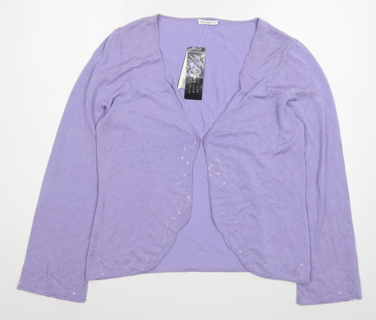 Planet Womens Purple V-Neck  Viscose Cardigan Jumper Size M