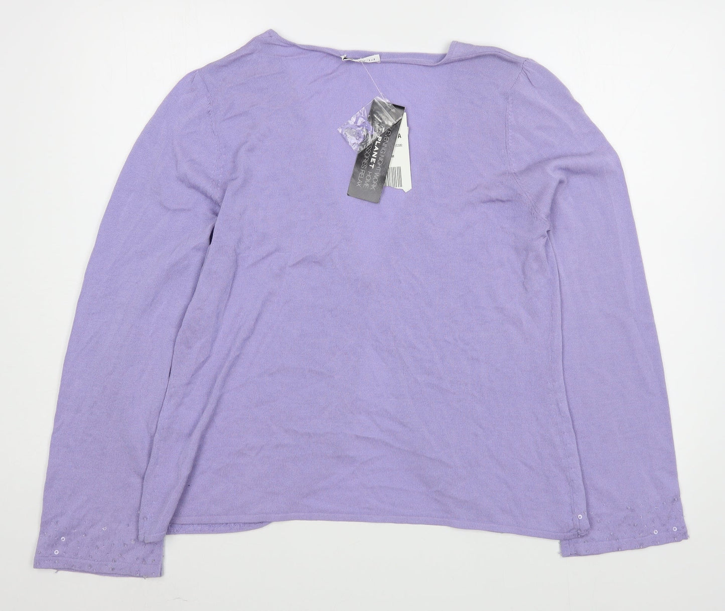 Planet Womens Purple V-Neck  Viscose Cardigan Jumper Size M