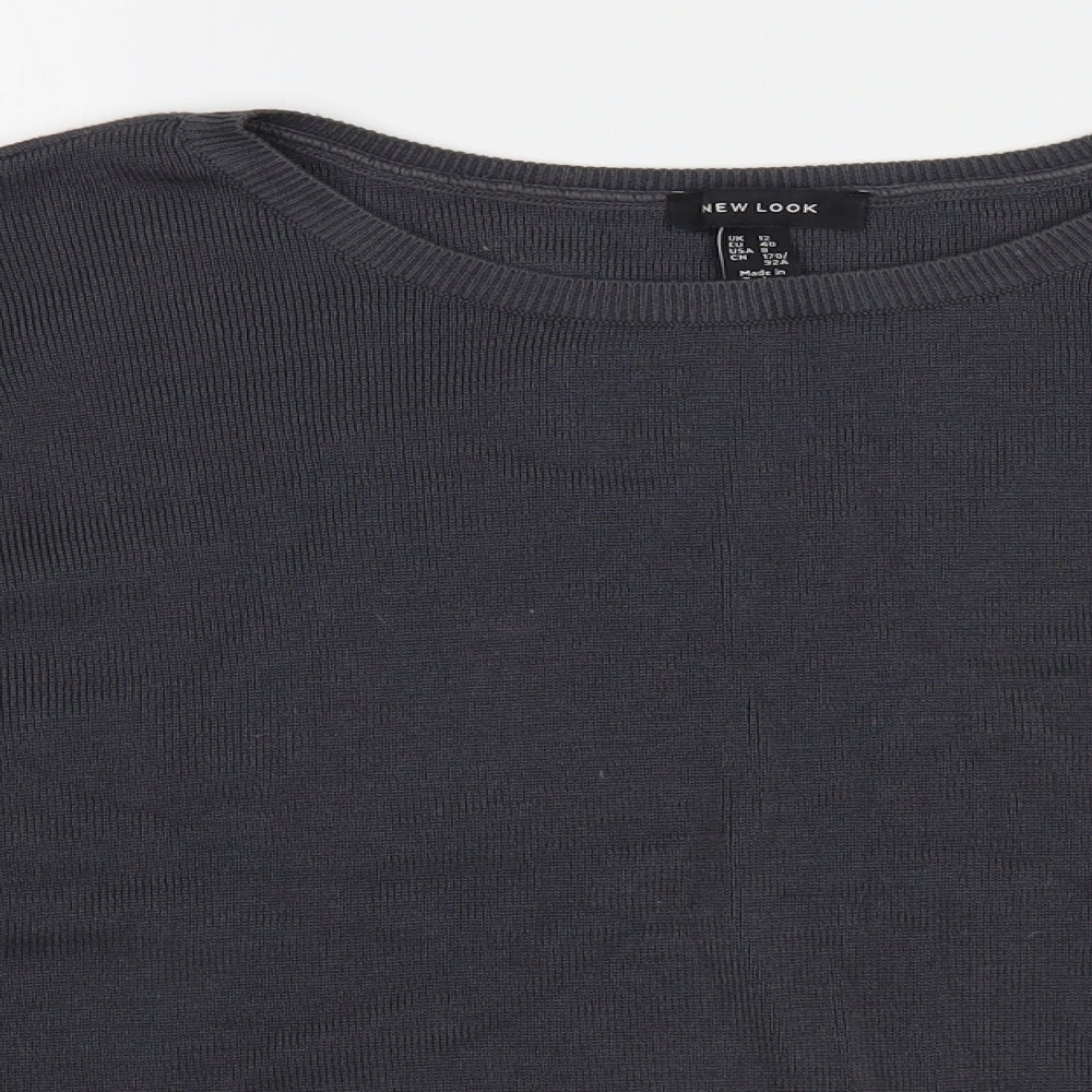 New Look Womens Grey Boat Neck  Acrylic Pullover Jumper Size 12