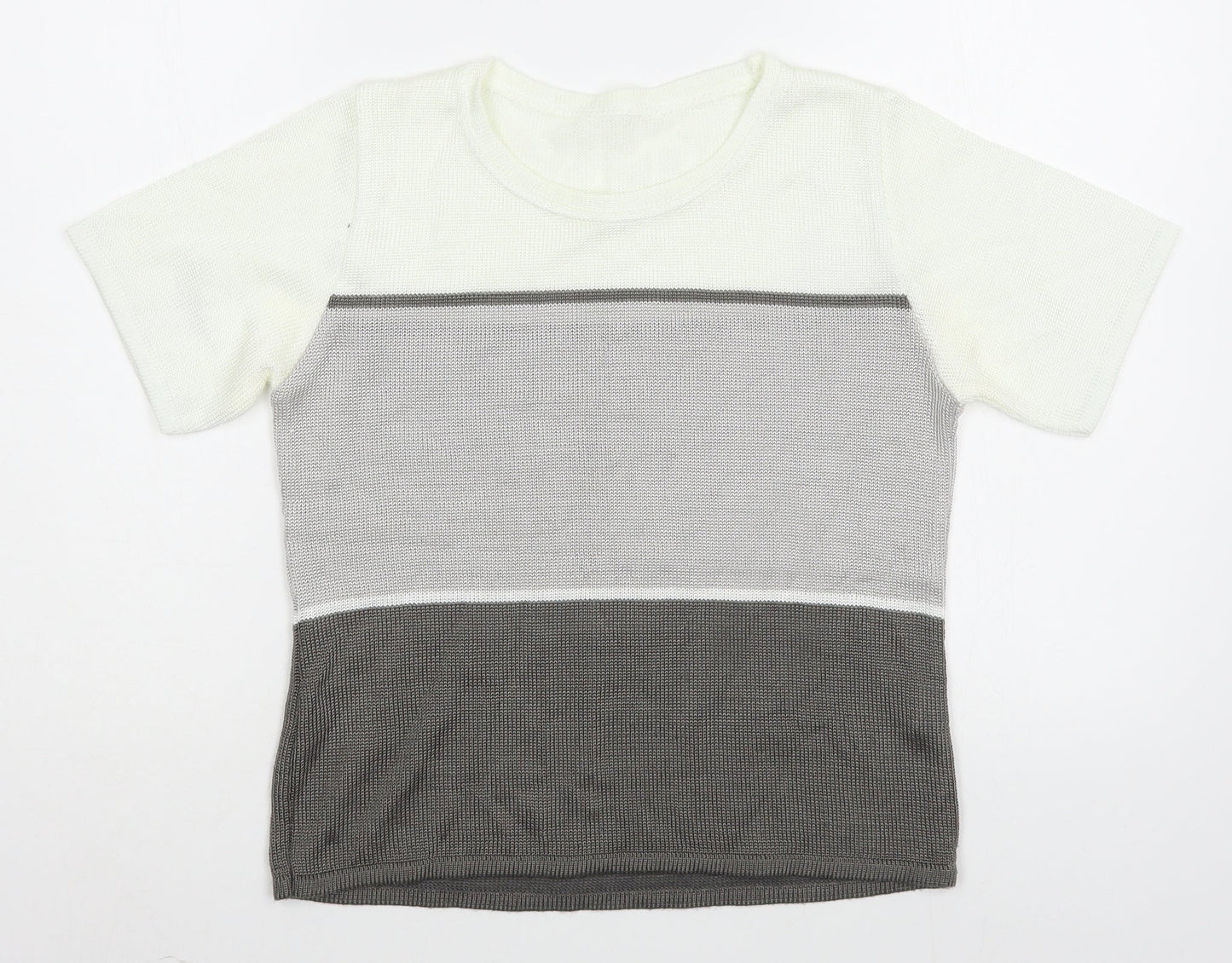 Preworn Womens Grey  Viscose Basic T-Shirt Size S Boat Neck