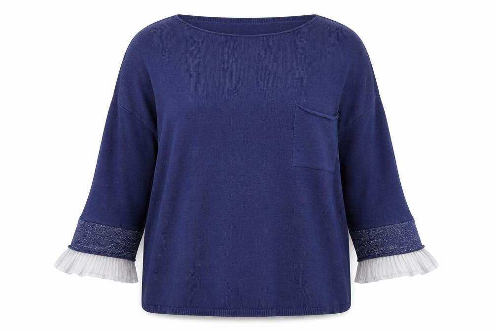 Obsession Womens Blue Boat Neck  Acrylic Pullover Jumper Size L