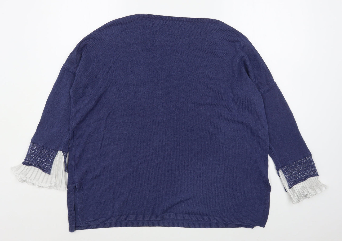 Obsession Womens Blue Boat Neck  Acrylic Pullover Jumper Size L