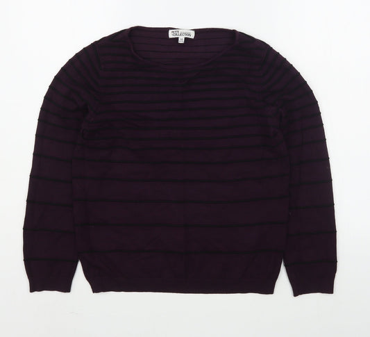 Debenhams Womens Purple Boat Neck Striped Acrylic Pullover Jumper Size 10