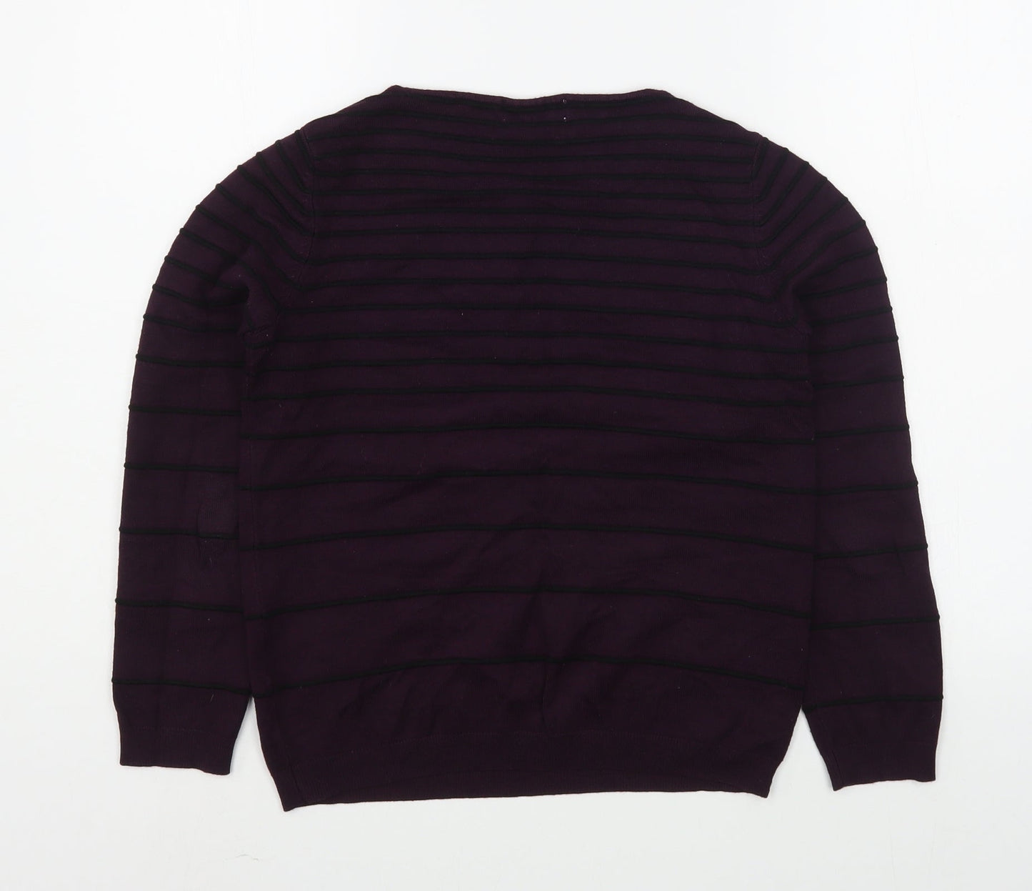Debenhams Womens Purple Boat Neck Striped Acrylic Pullover Jumper Size 10