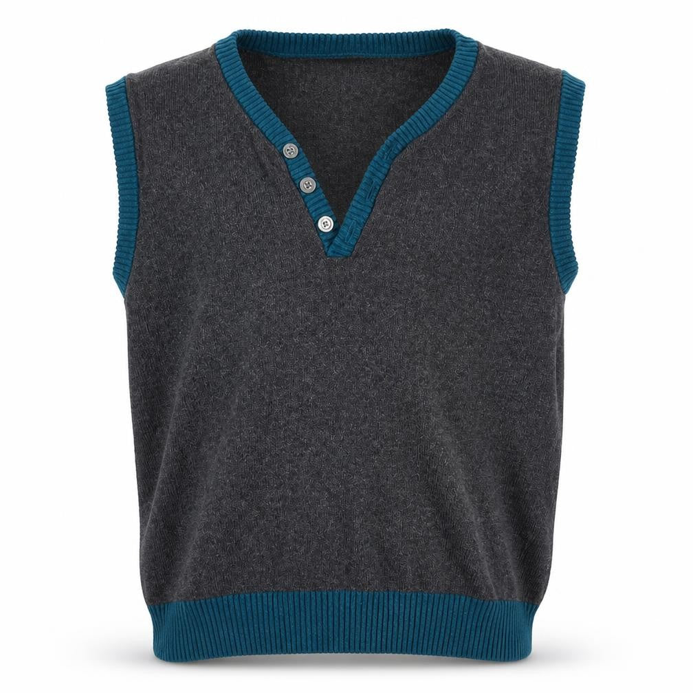 Marks & Spencer Girls Grey V-Neck  Cotton Pullover Jumper Size 6-7 Years