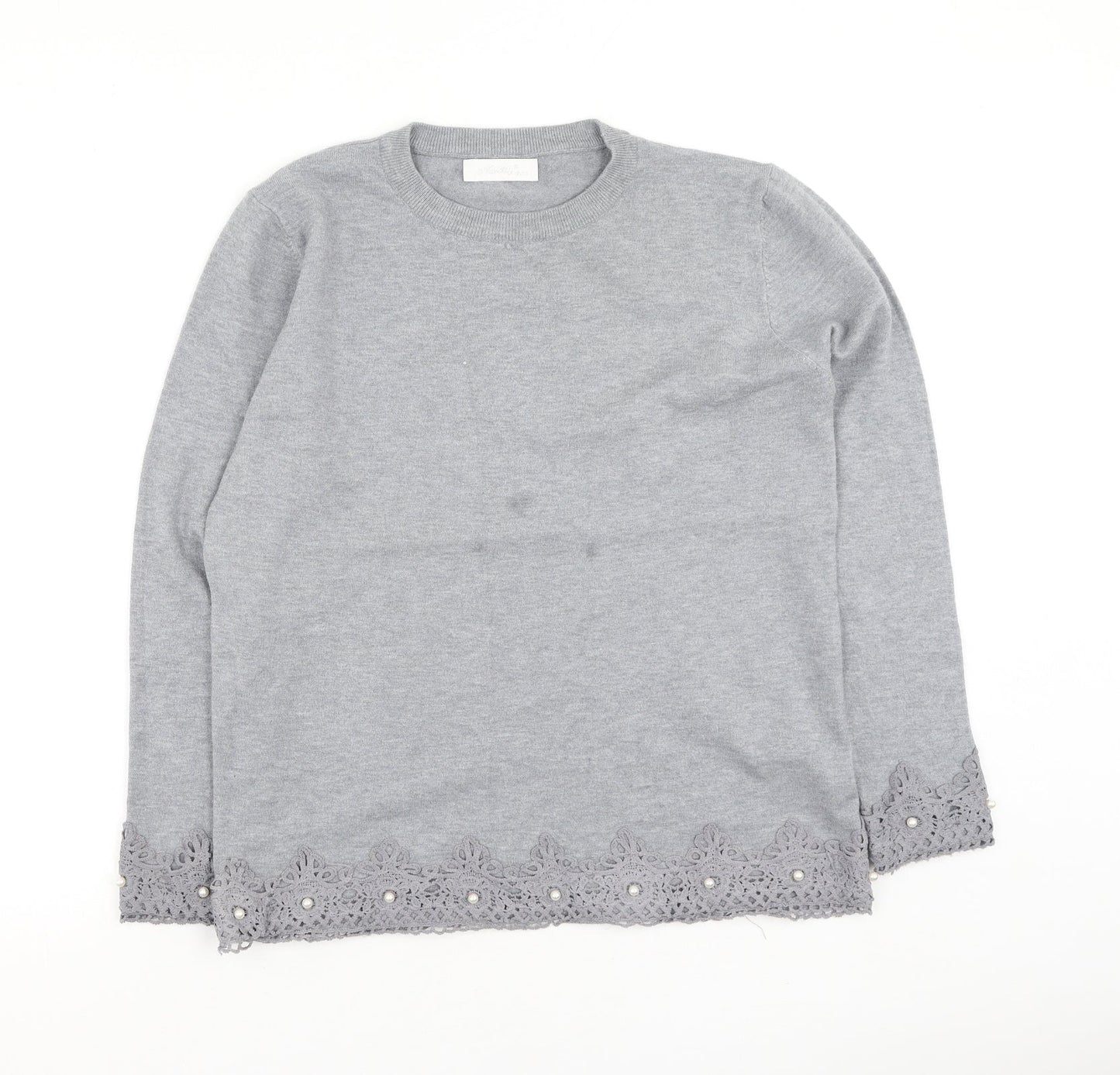 melody Womens Grey  Cotton Pullover Sweatshirt Size S
