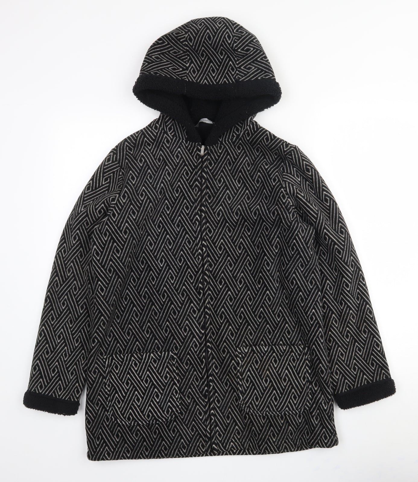Bonmarché Womens Black Geometric  Jacket  Size S  Zip