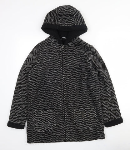 Bonmarché Womens Black Geometric Jacket Size S Zip