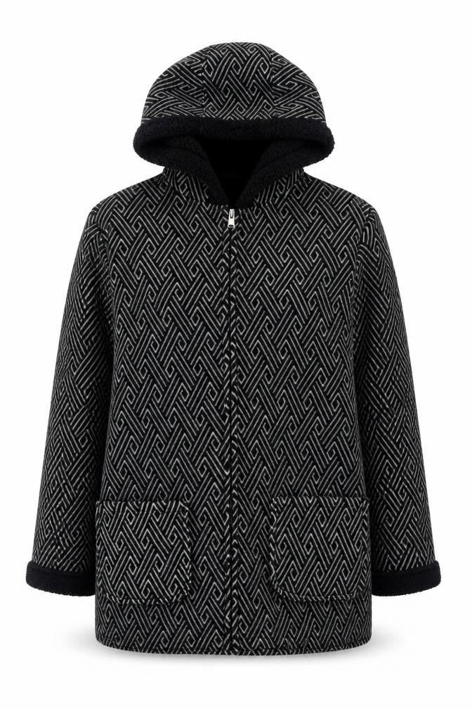 Bonmarché Womens Black Geometric  Jacket  Size S  Zip
