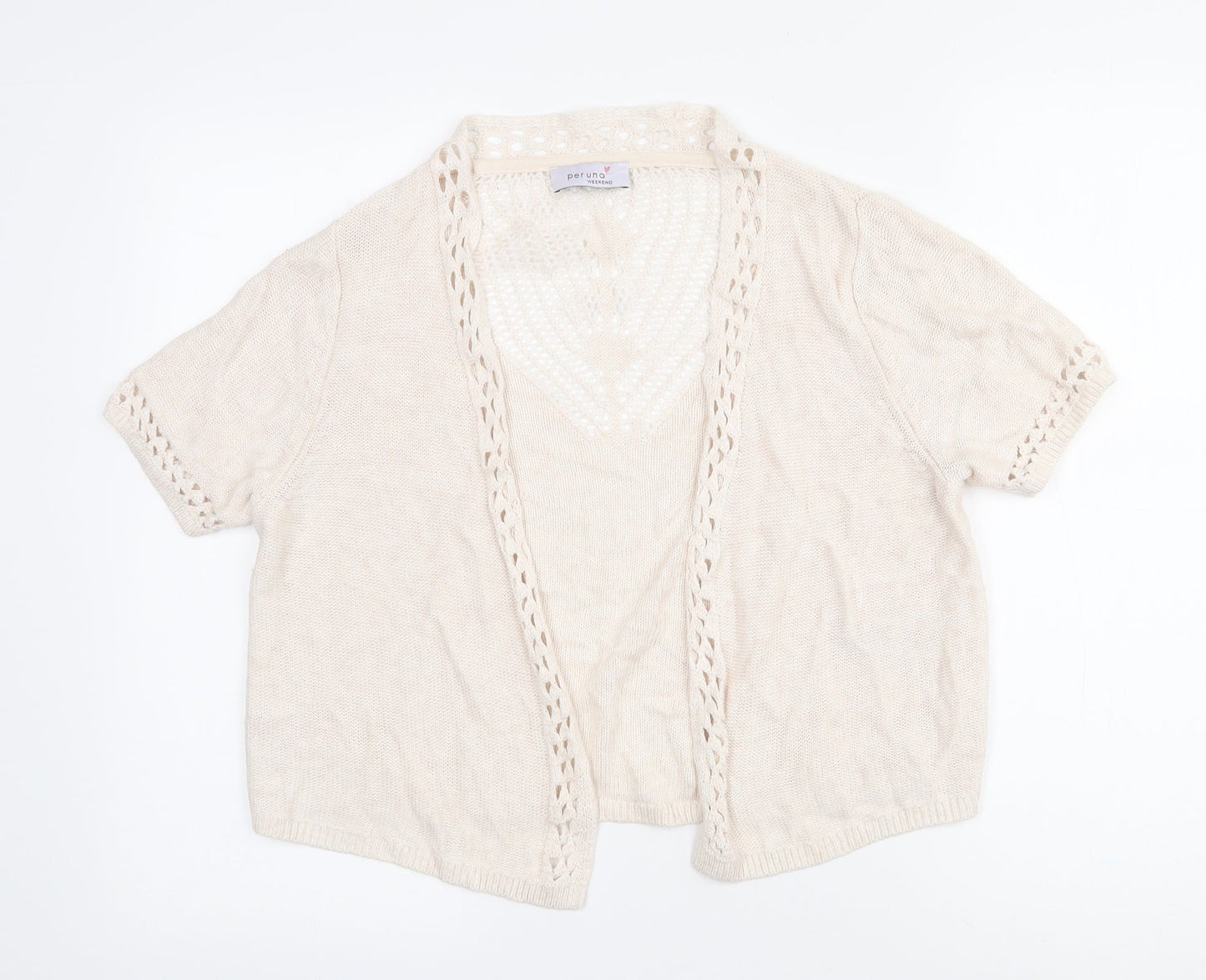 Marks and Spencer Womens Ivory Cowl Neck  Viscose Cardigan Jumper Size 16   - Cropped