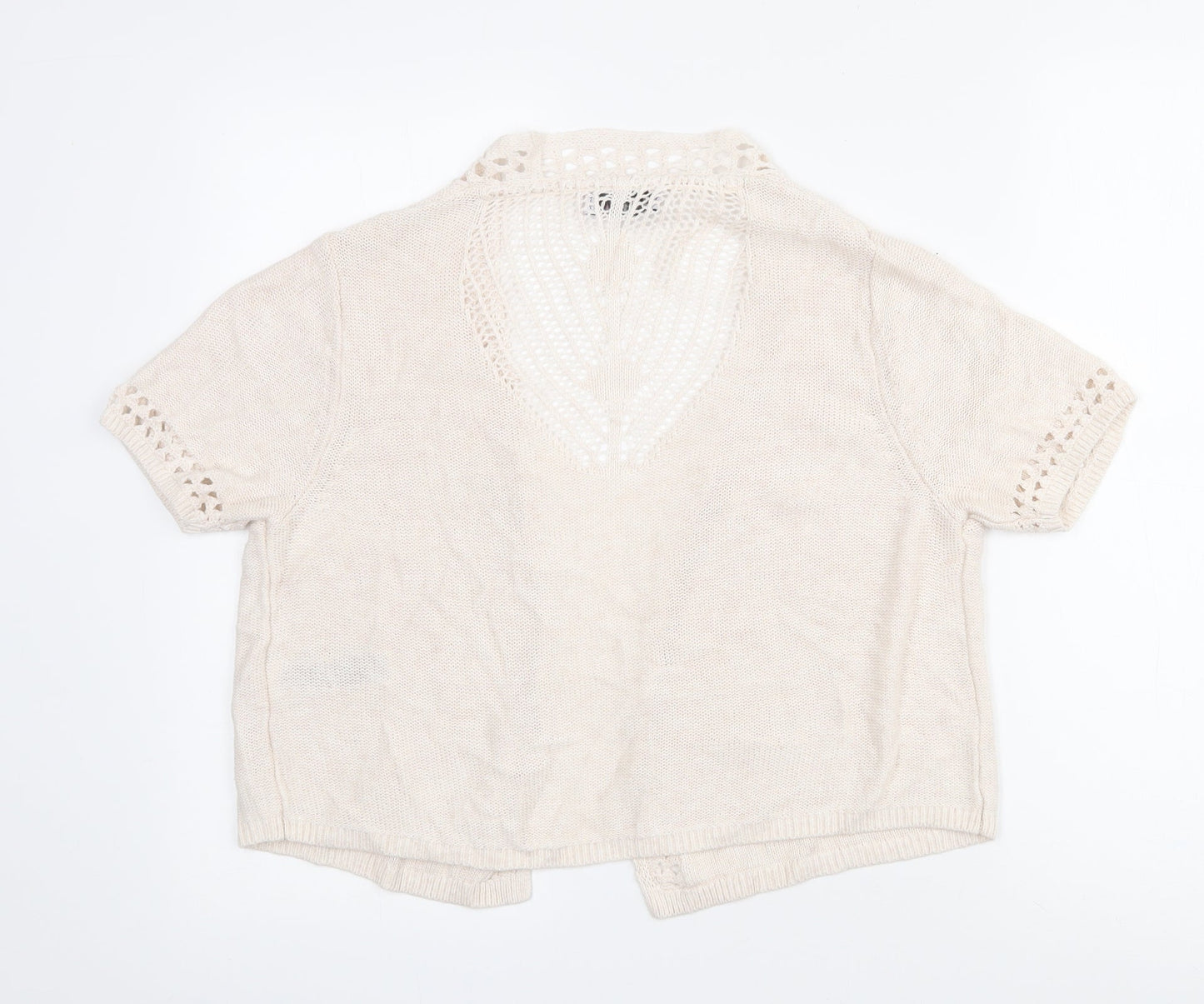 Marks and Spencer Womens Ivory Cowl Neck  Viscose Cardigan Jumper Size 16   - Cropped