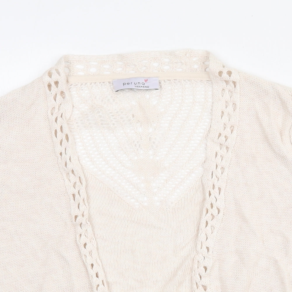 Marks and Spencer Womens Ivory Cowl Neck  Viscose Cardigan Jumper Size 16   - Cropped