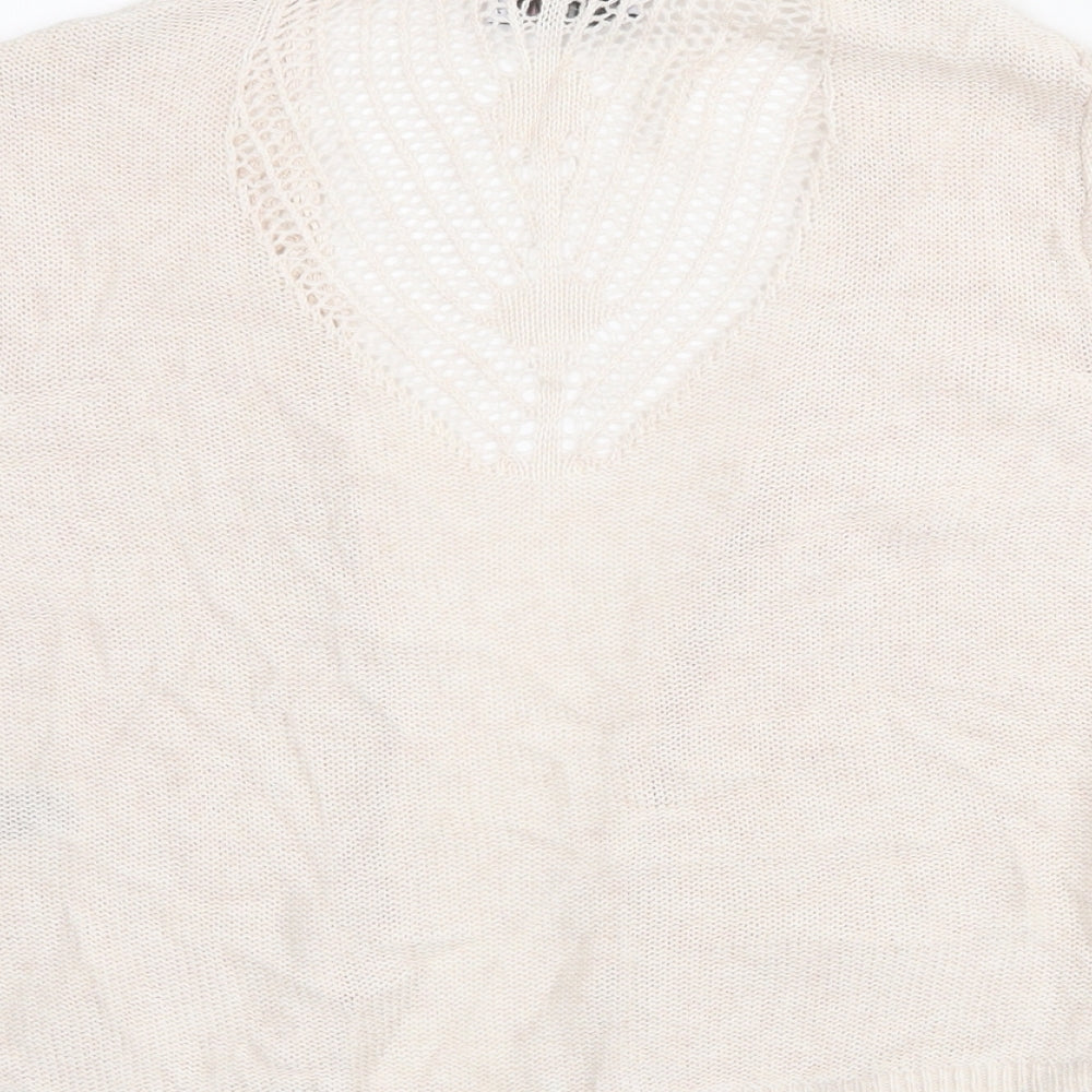Marks and Spencer Womens Ivory Cowl Neck  Viscose Cardigan Jumper Size 16   - Cropped
