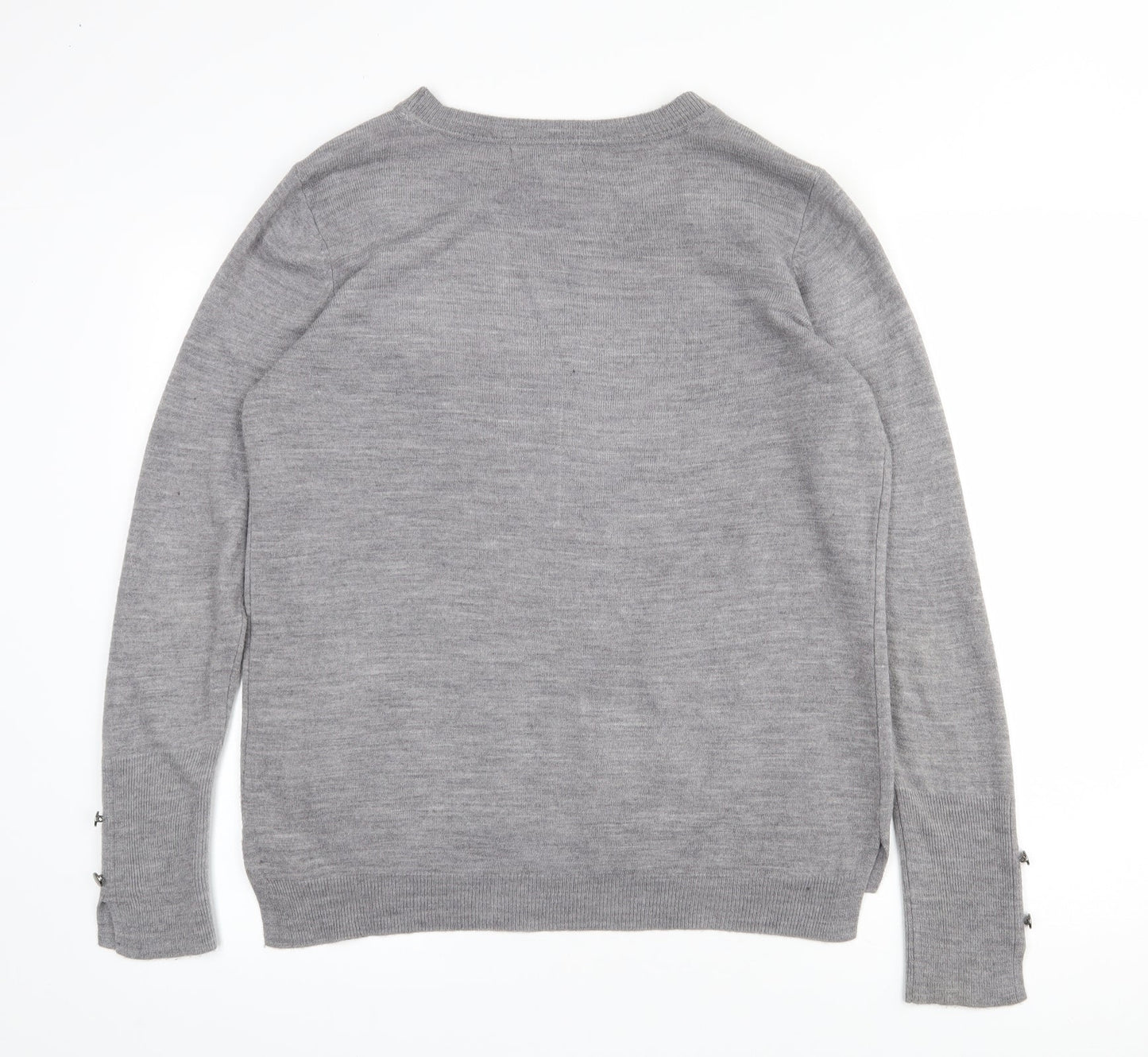 Primark Womens Grey Crew Neck  Acrylic Pullover Jumper Size 12