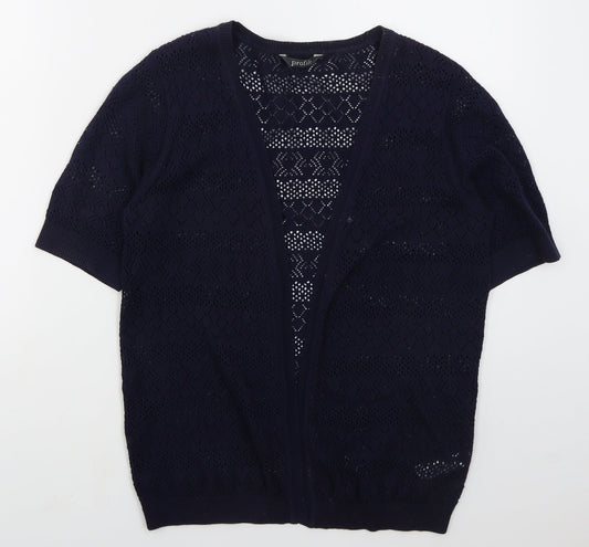 BHS Womens Blue V-Neck  Cotton Cardigan Jumper Size 10