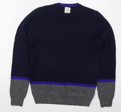 Marks & Spencer Mens Blue Crew Neck  Polyester Pullover Jumper Size M