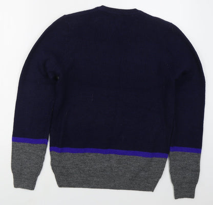 Marks & Spencer Mens Blue Crew Neck  Polyester Pullover Jumper Size M