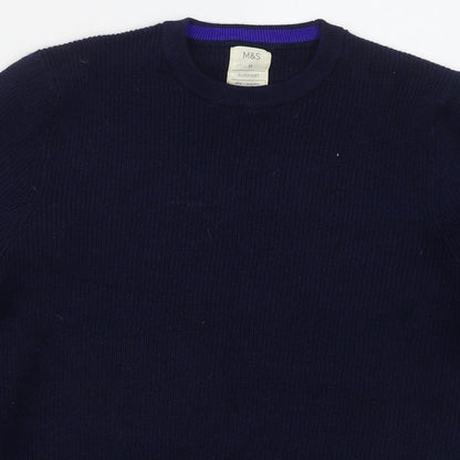 Marks & Spencer Mens Blue Crew Neck  Polyester Pullover Jumper Size M