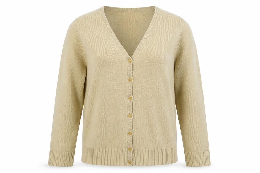 Key West Womens Beige V-Neck  Acrylic Cardigan Jumper Size 14