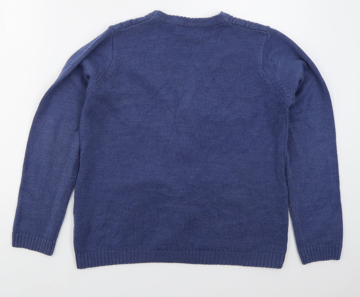 EWM Womens Blue V-Neck  Acrylic Cardigan Jumper Size 10