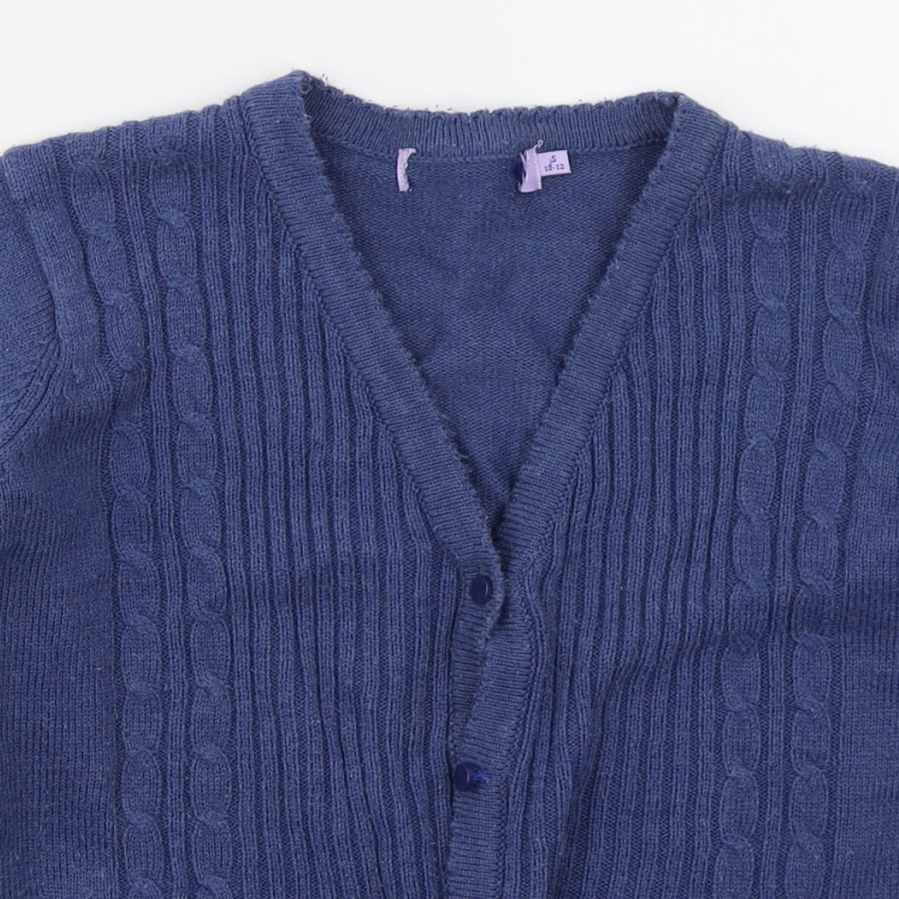 EWM Womens Blue V-Neck  Acrylic Cardigan Jumper Size 10