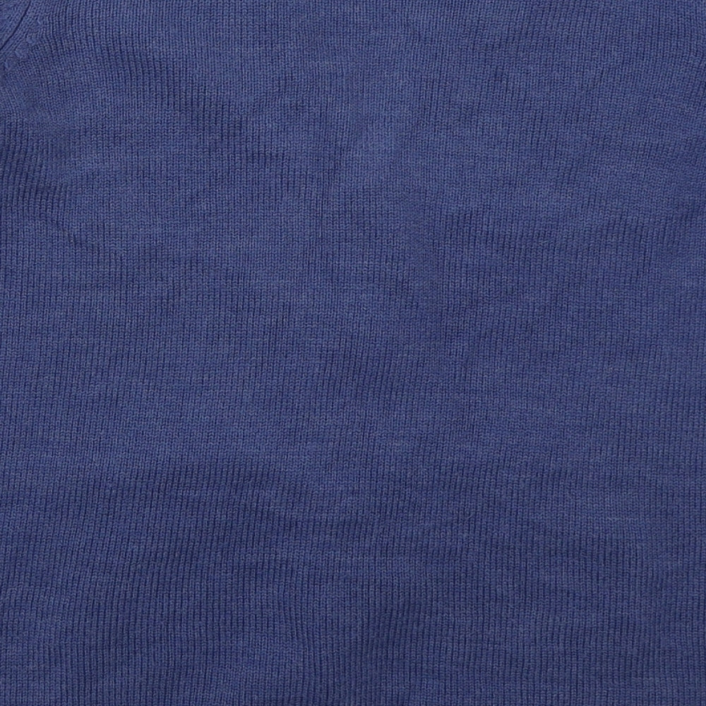 EWM Womens Blue V-Neck  Acrylic Cardigan Jumper Size 10