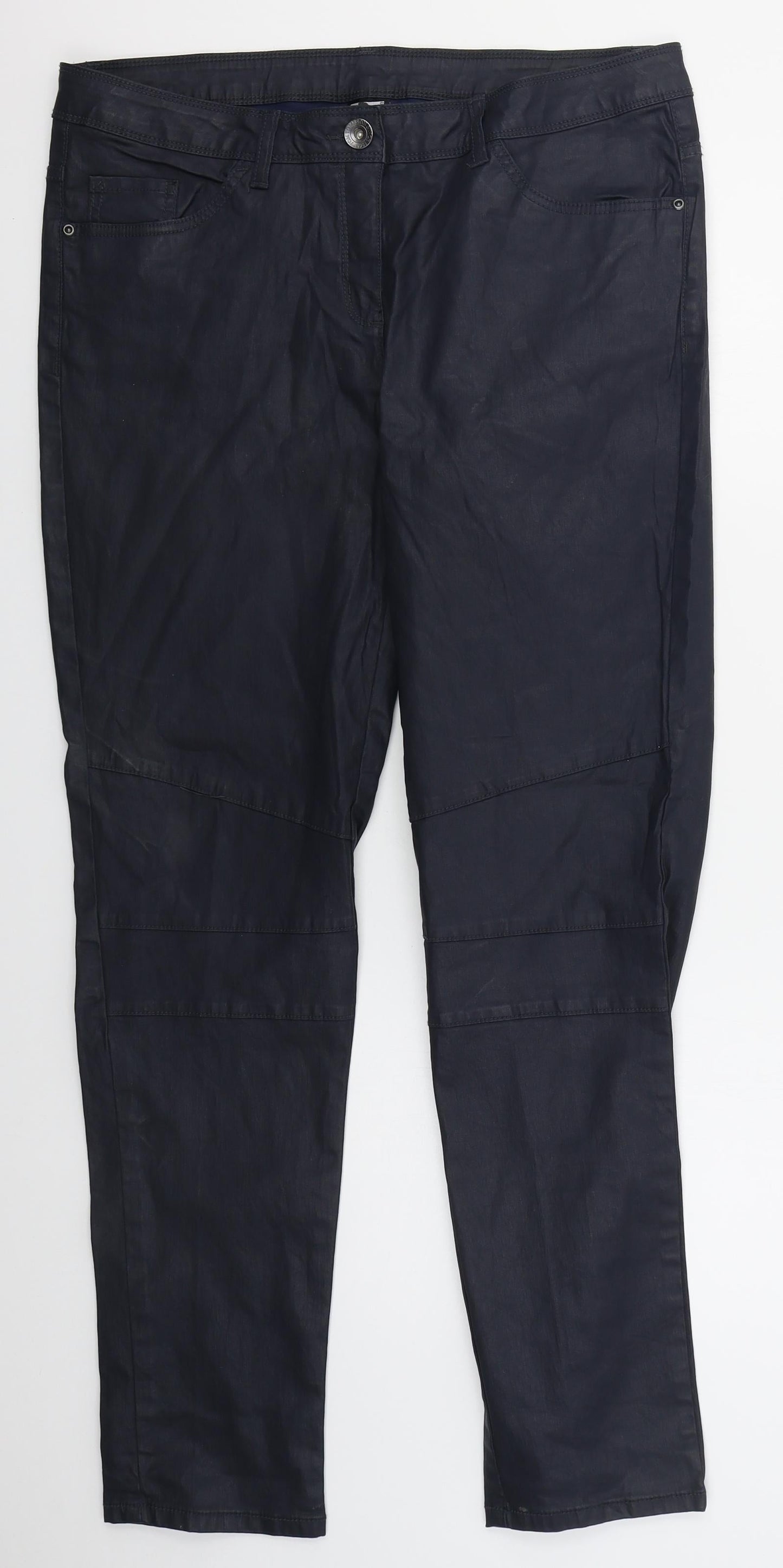 Up Fashion Womens Blue  Cotton Trousers  Size 16 L31.5 in Regular Button