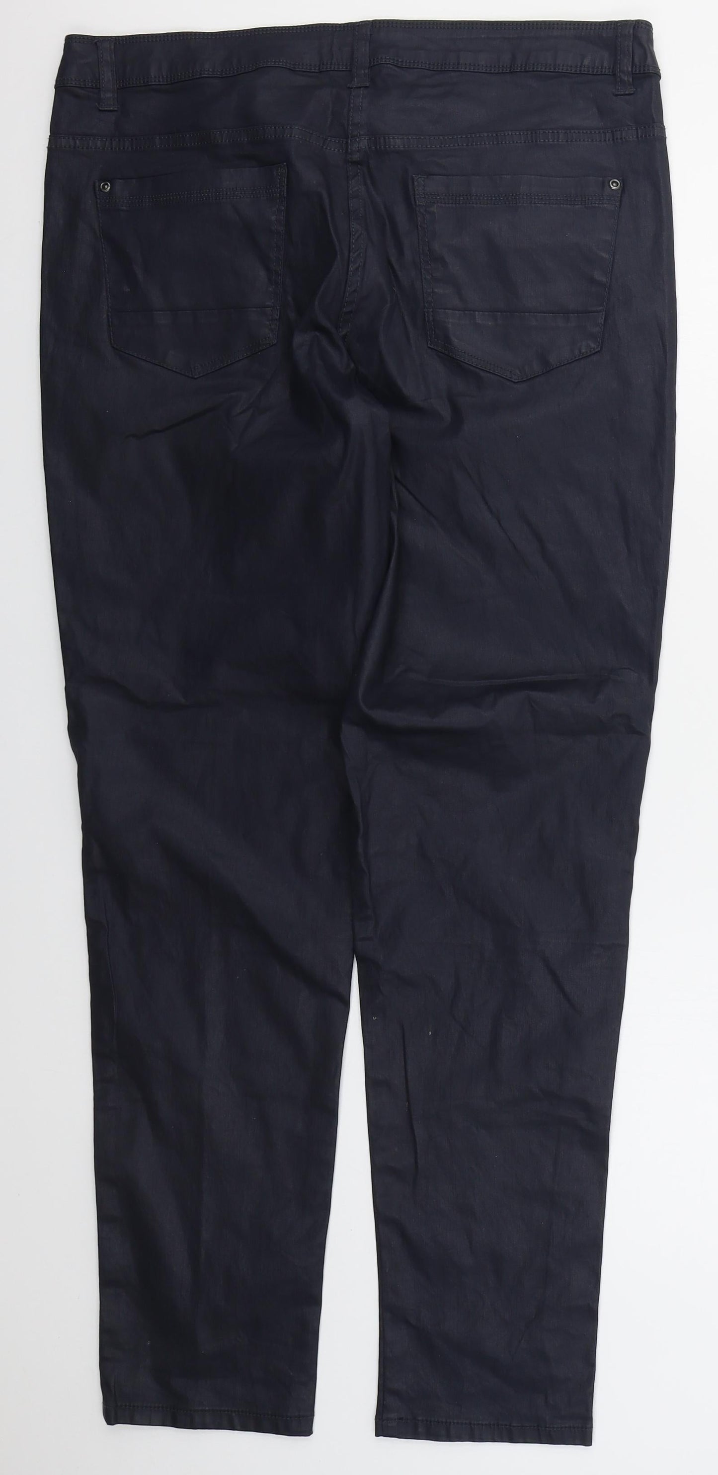 Up Fashion Womens Blue  Cotton Trousers  Size 16 L31.5 in Regular Button