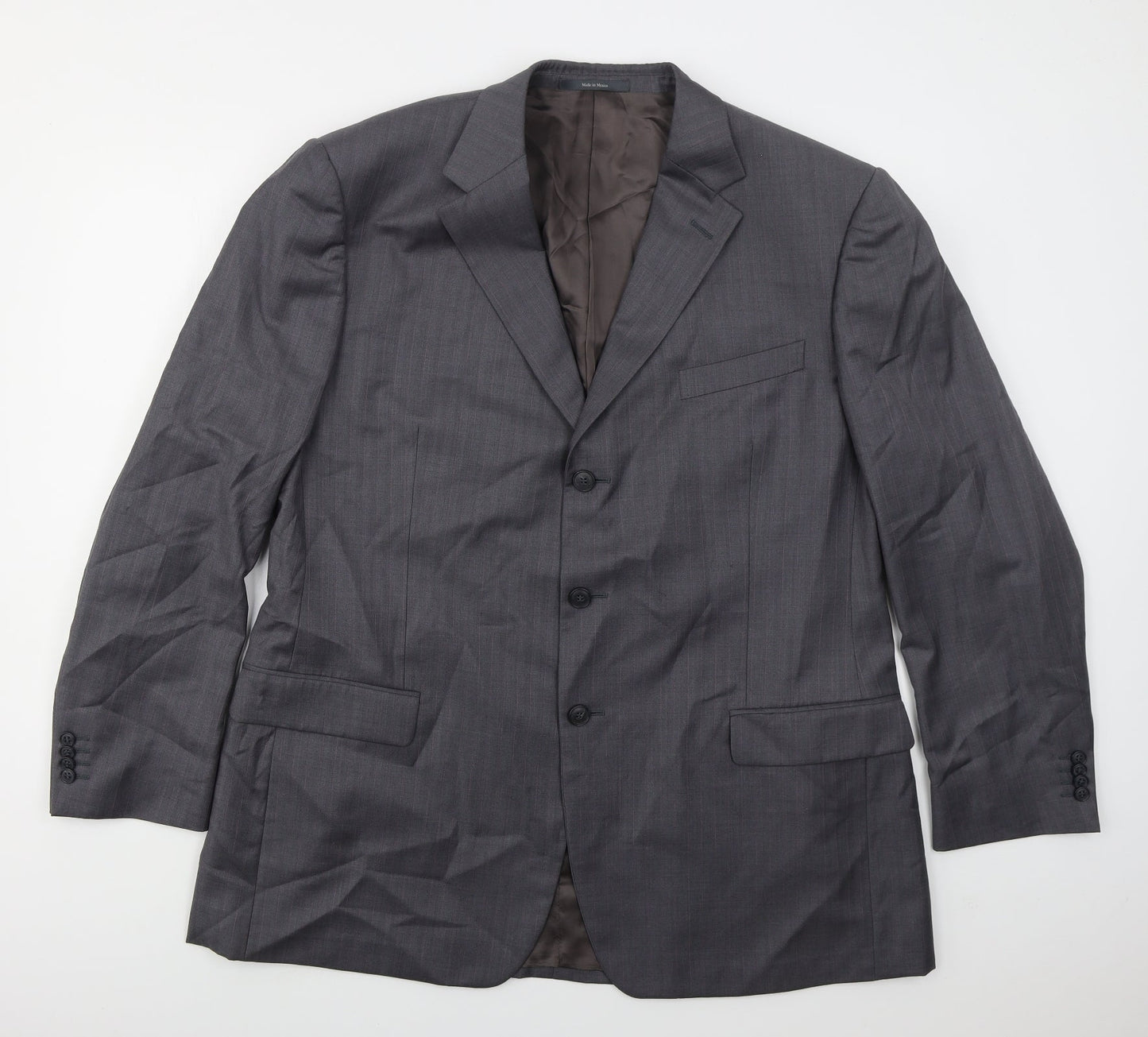 GRITTI Mens Grey Striped Wool Jacket Suit Jacket Size 48