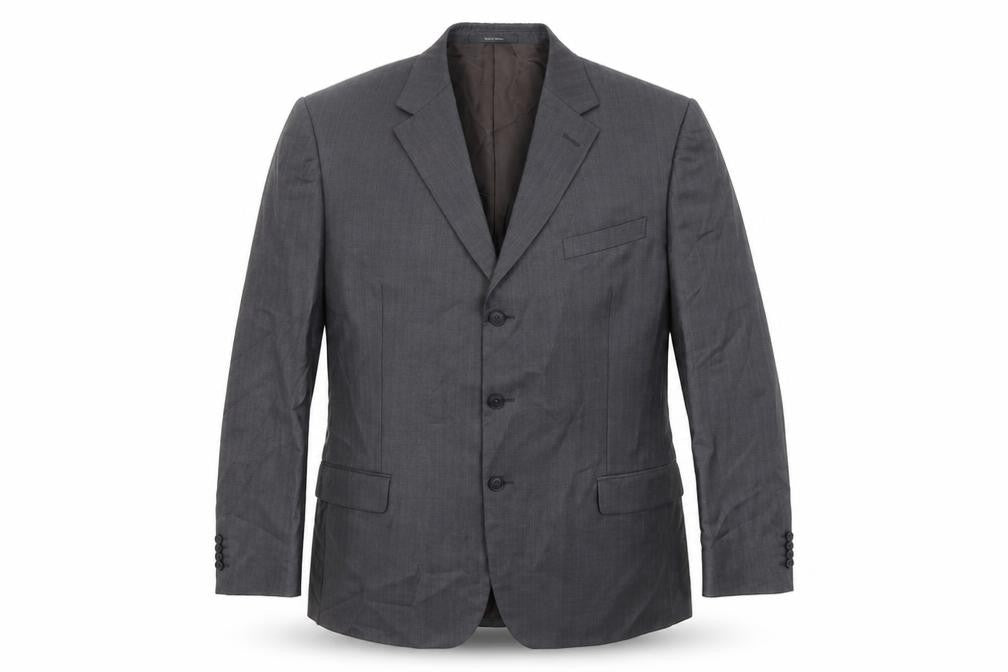 GRITTI Mens Grey Striped Wool Jacket Suit Jacket Size 48