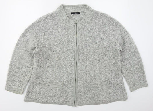 Bonmarché Womens Grey Round Neck  Acrylic Full Zip Jumper Size M