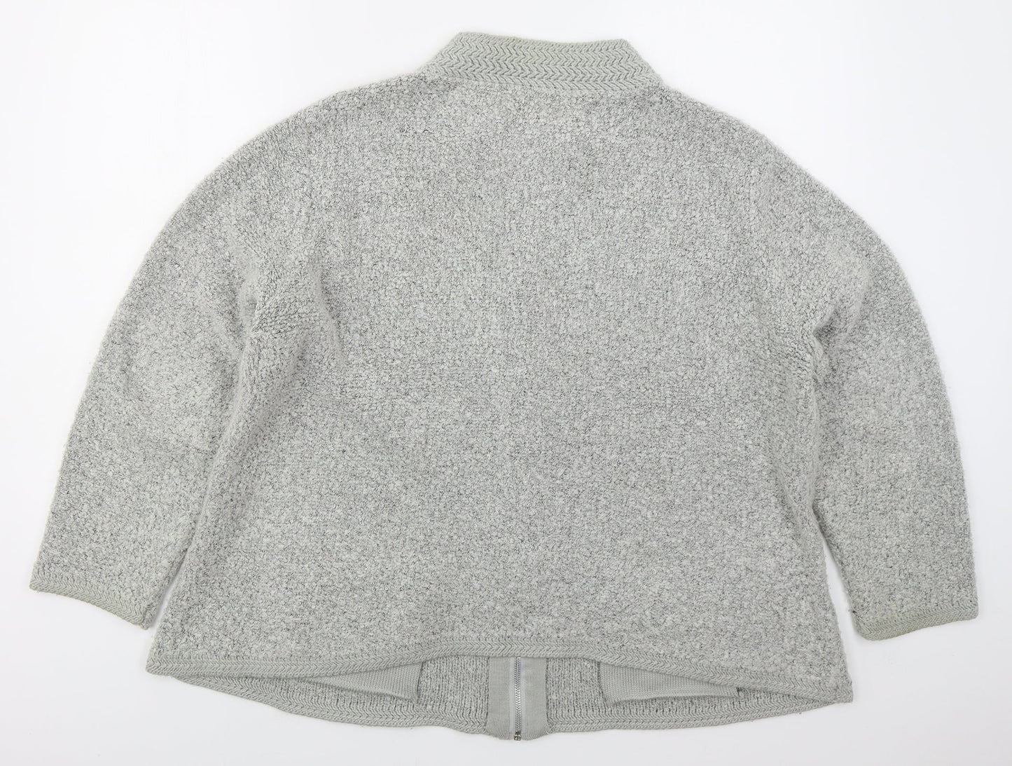 Bonmarché Womens Grey Round Neck  Acrylic Full Zip Jumper Size M