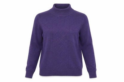 EWM Womens Purple Mock Neck  Acrylic Pullover Jumper Size 10