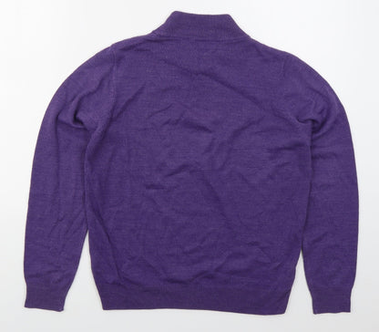 EWM Womens Purple Mock Neck  Acrylic Pullover Jumper Size 10