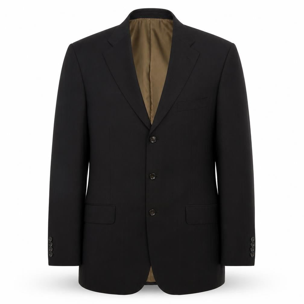 Greenwoods Mens Black Striped Polyester Jacket Suit Jacket Size 42
