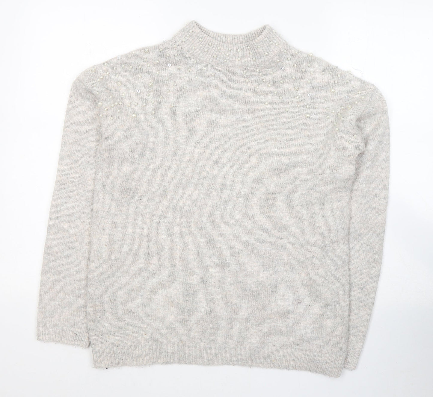 NEXT Womens Grey Round Neck  Acrylic Pullover Jumper Size 10