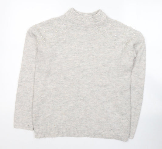 NEXT Womens Grey Round Neck  Acrylic Pullover Jumper Size 10