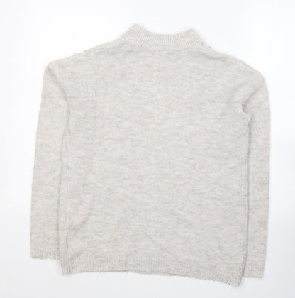 Next Womens Grey Round Neck  Acrylic Pullover Jumper Size 10