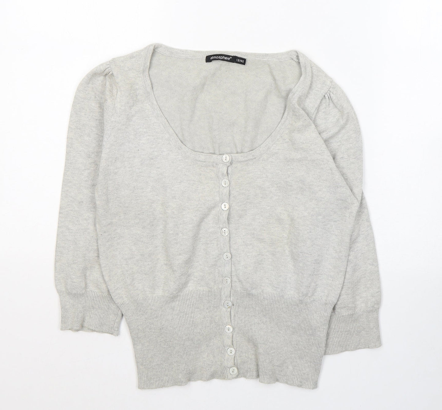 Atmosphere Womens Grey Round Neck  Acrylic Cardigan Jumper Size 12